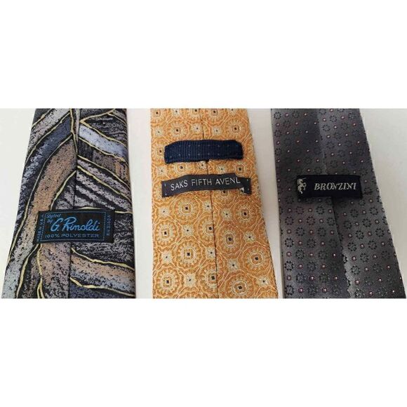 Men's High Quality 100% Silk & Polyester Tie Set of 3 - Picture 4 of 5